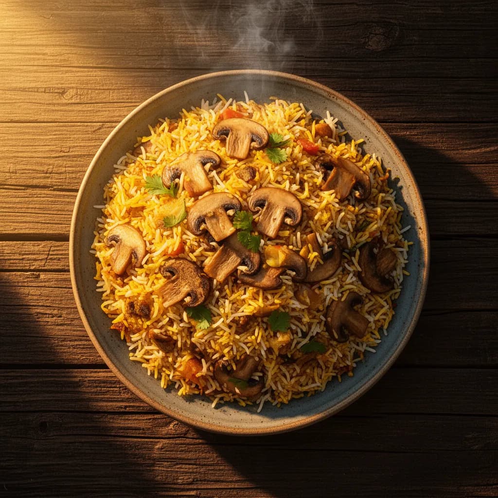 Mushroom Biryani — restaurant-quality dish photo for an online ordering menu